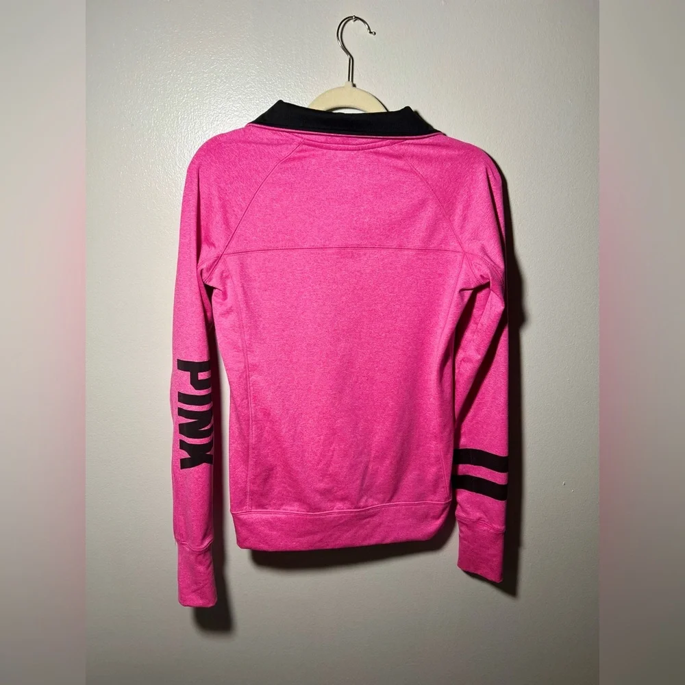PINK Victoria's Secret Bright Pink Half-Zip Sweatshirt - Picture 3 of 6